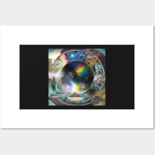 Alien Arcane Aesthic AiArt Rainbow Runes Posters and Art